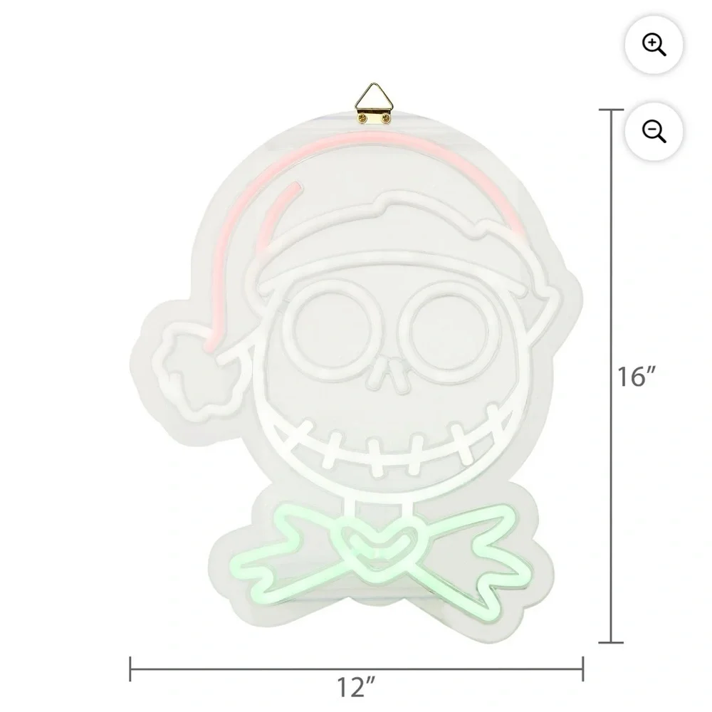 Disney Jack Skellington Neon Light Window Fixture NEW Santa Hat Christmas